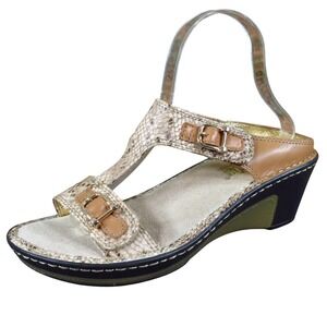 Alegria Lara Womens Wedge Sandals Size 38 Comfort Casual Gold Snake Leather Posh